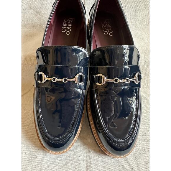 Franco Sarto Collette Faux Leather Vegan Loafer Dark Navy Blue New Womens 9.5 - Picture 5 of 8